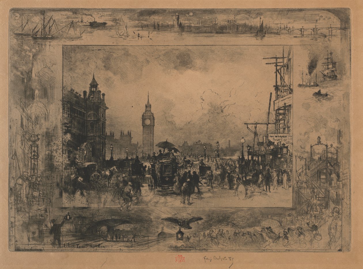 Westminster Bridge eller Westminster Tower af Felix Hilaire Buhot