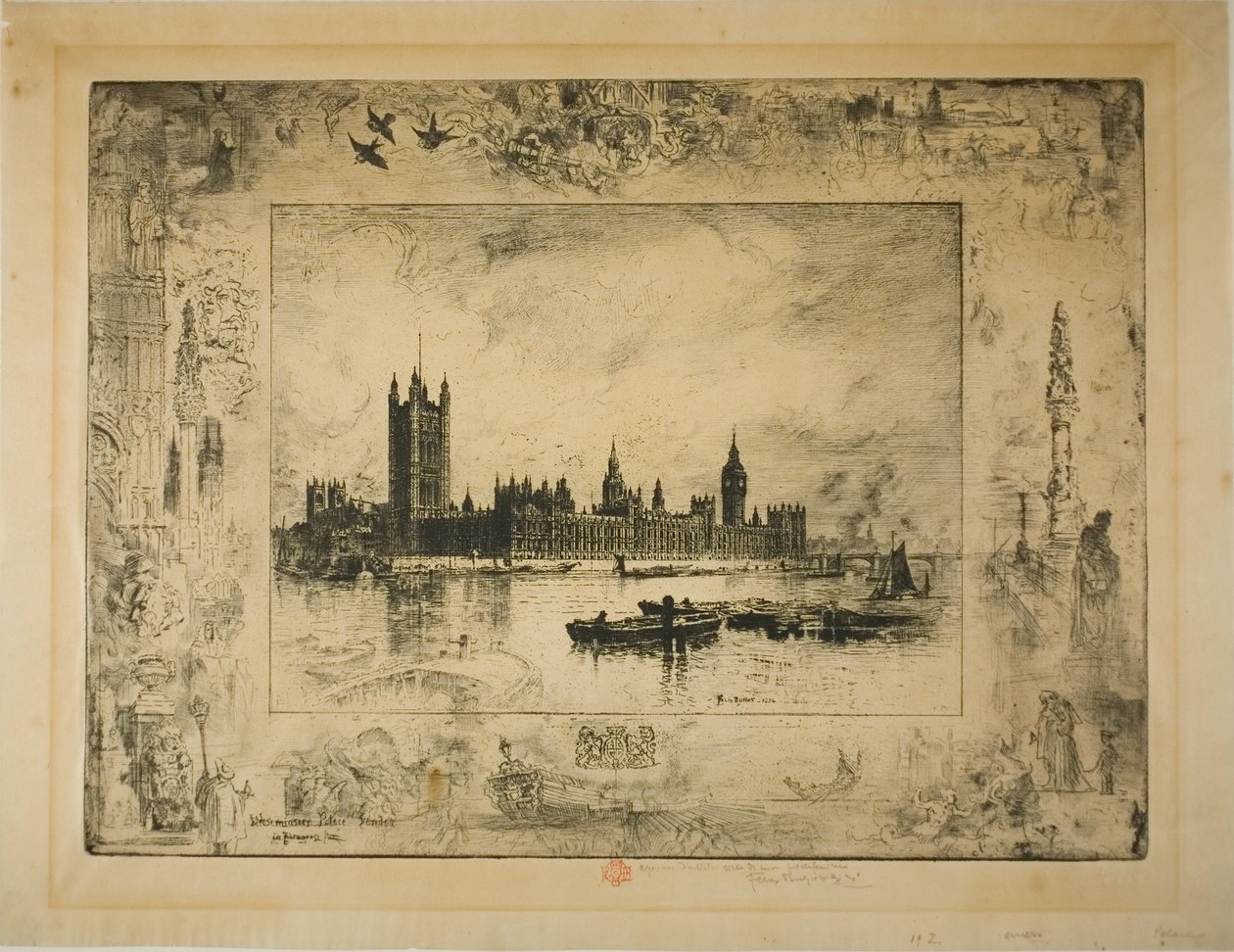 Westminster Palace, London af Felix Hilaire Buhot