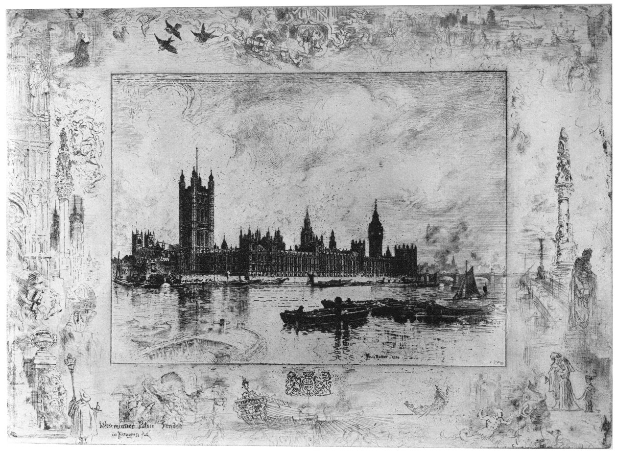 Westminster Palace, c1870-1900 1924 af Felix Hilaire Buhot