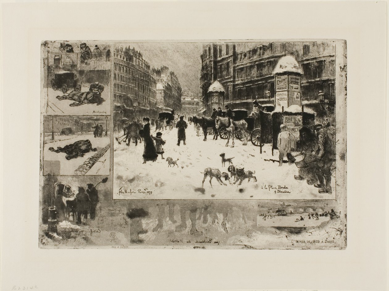 Vinter i Paris af Felix Hilaire Buhot