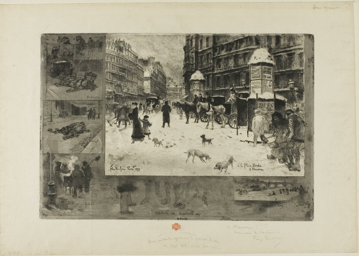 Vinter i Paris af Felix Hilaire Buhot