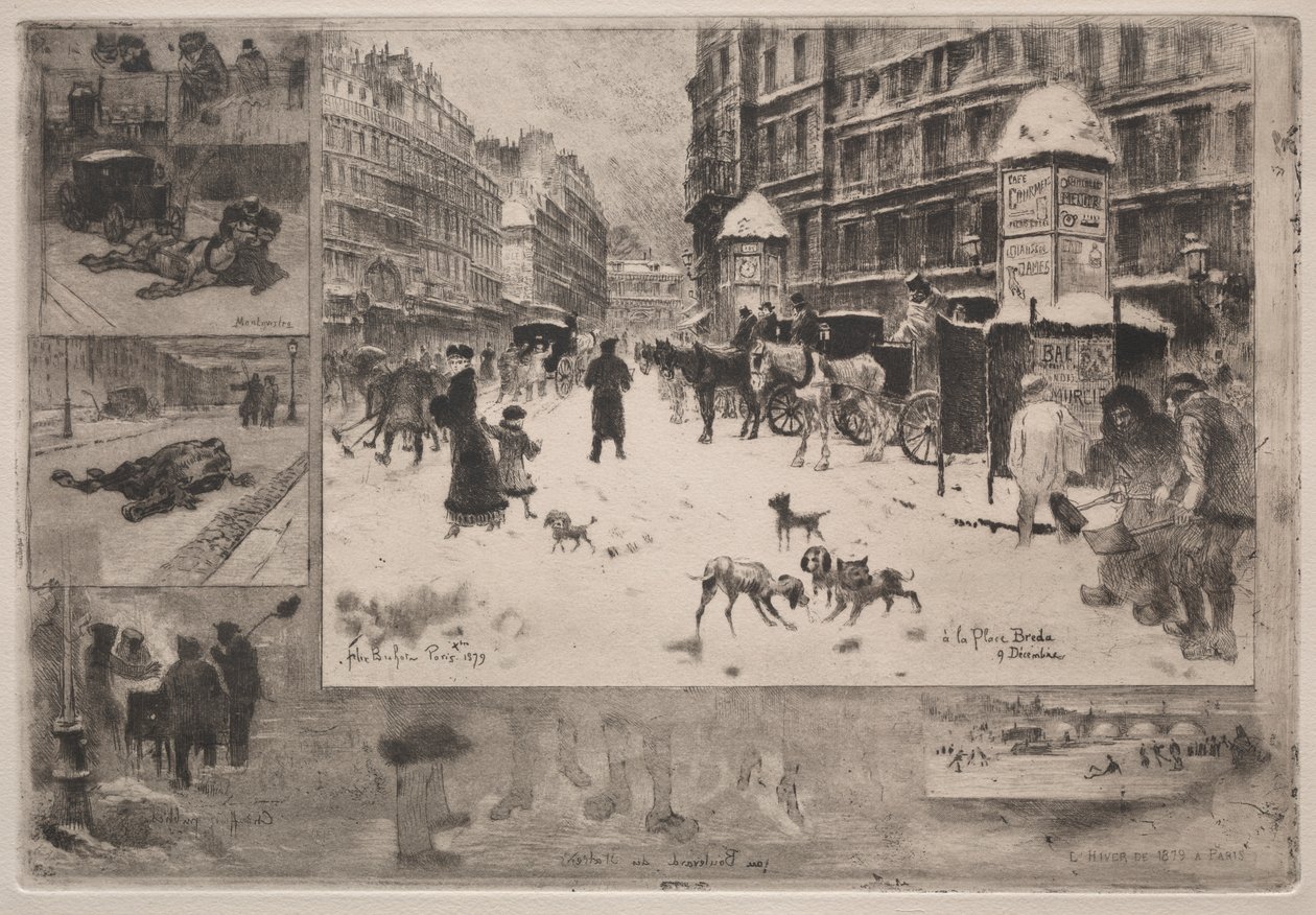 Vinter i Paris af Felix Hilaire Buhot