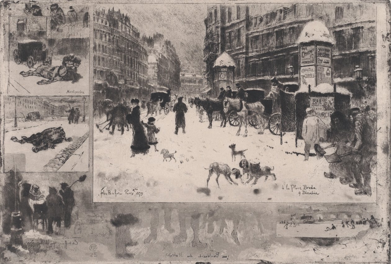 Vinter i Paris eller sne i Paris, 1879. af Felix Hilaire Buhot