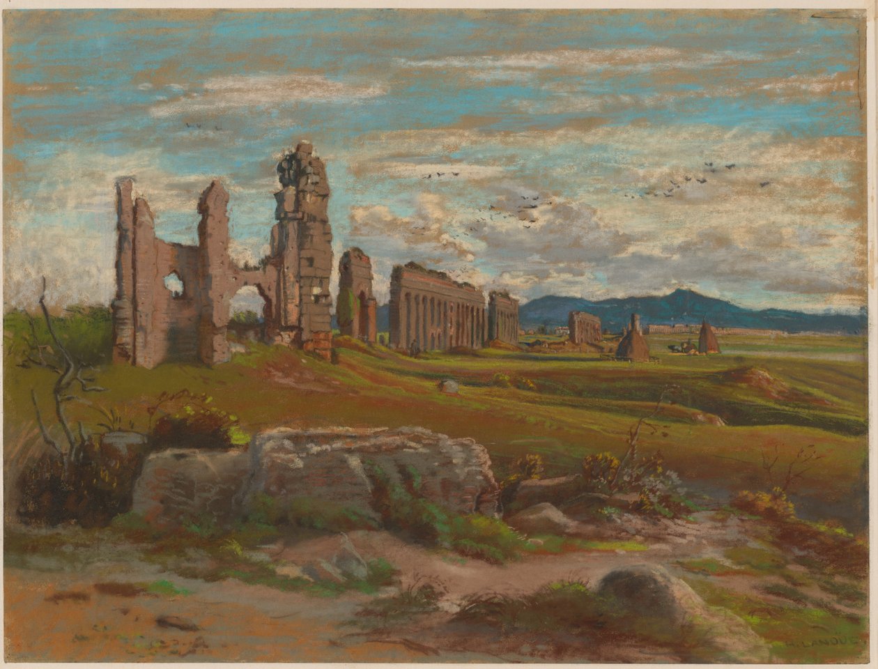 Aqua Claudia i den romerske Campagna af Felix Hippolyte Lanoue
