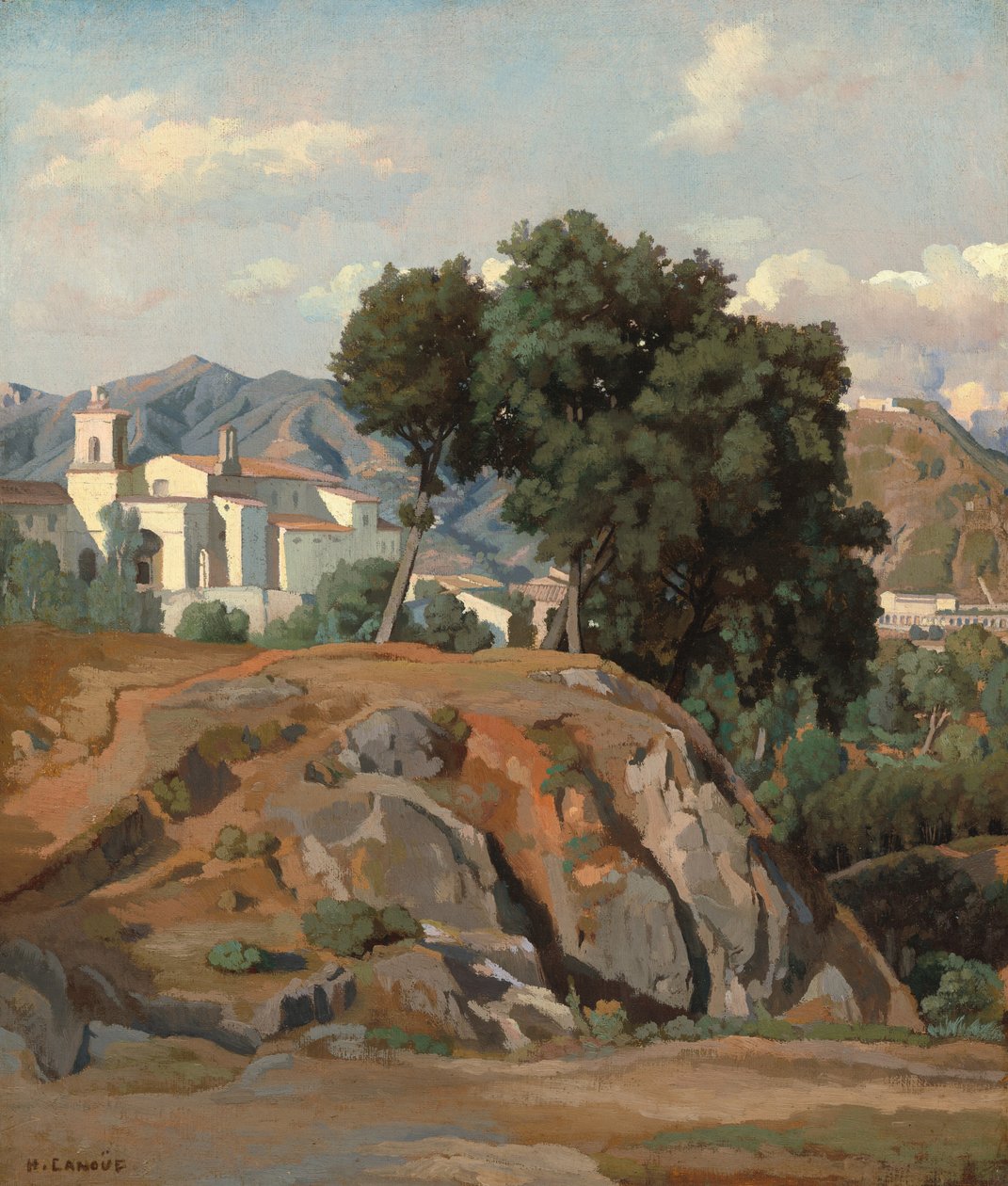 Udsigt over La Cava, ca. 1840 (olie på lærred) af Felix Hippolyte Lanoue