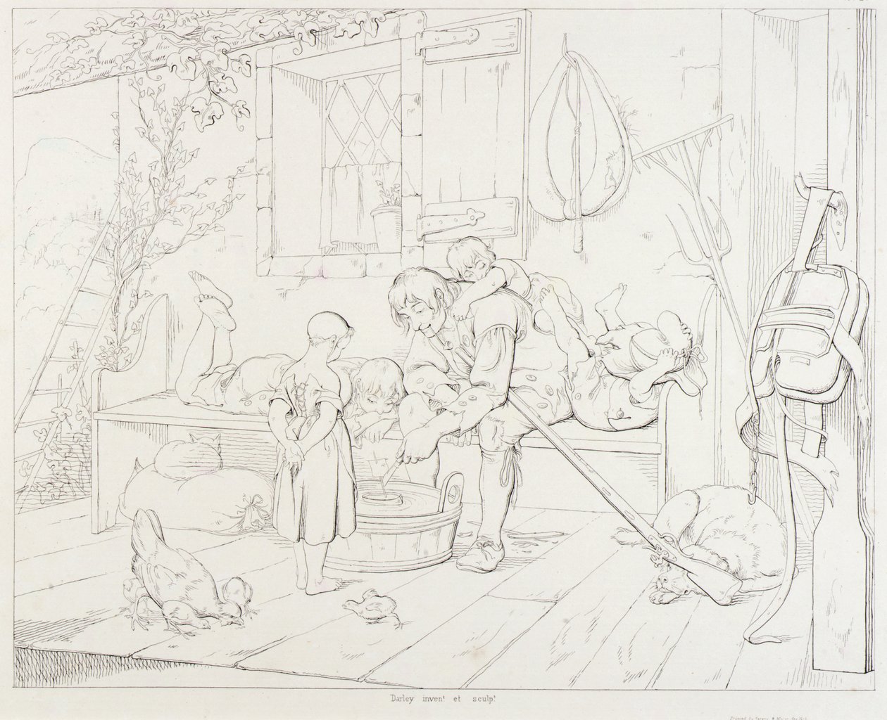 (Rip Van Winkle, illustration) Rip underholder børn af Felix Octavius Carr Darley