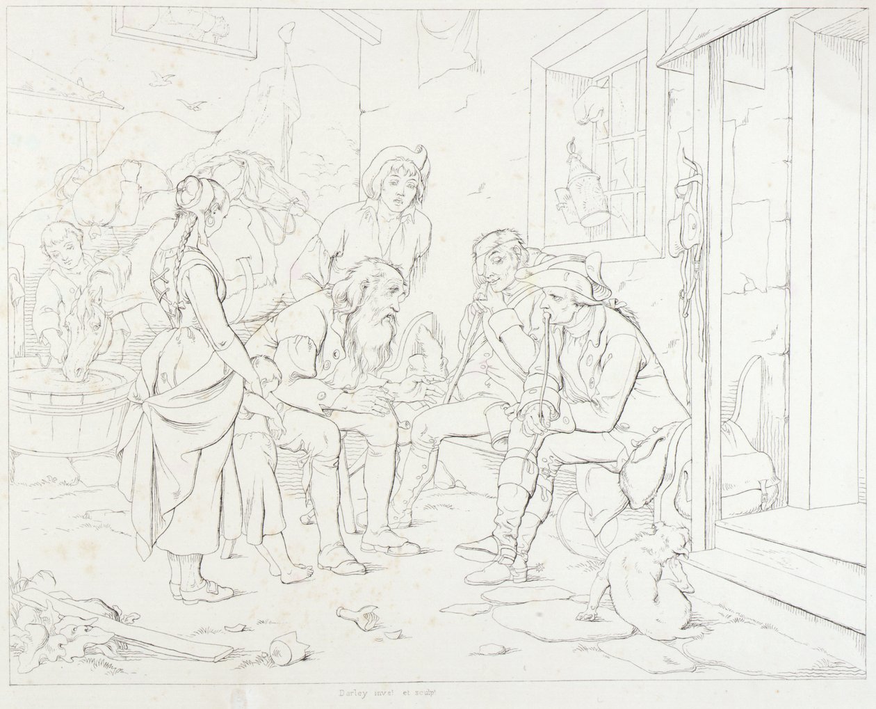 (Rip Van Winkle, illustration) Rip fortæller sin fantastiske historie af Felix Octavius Carr Darley