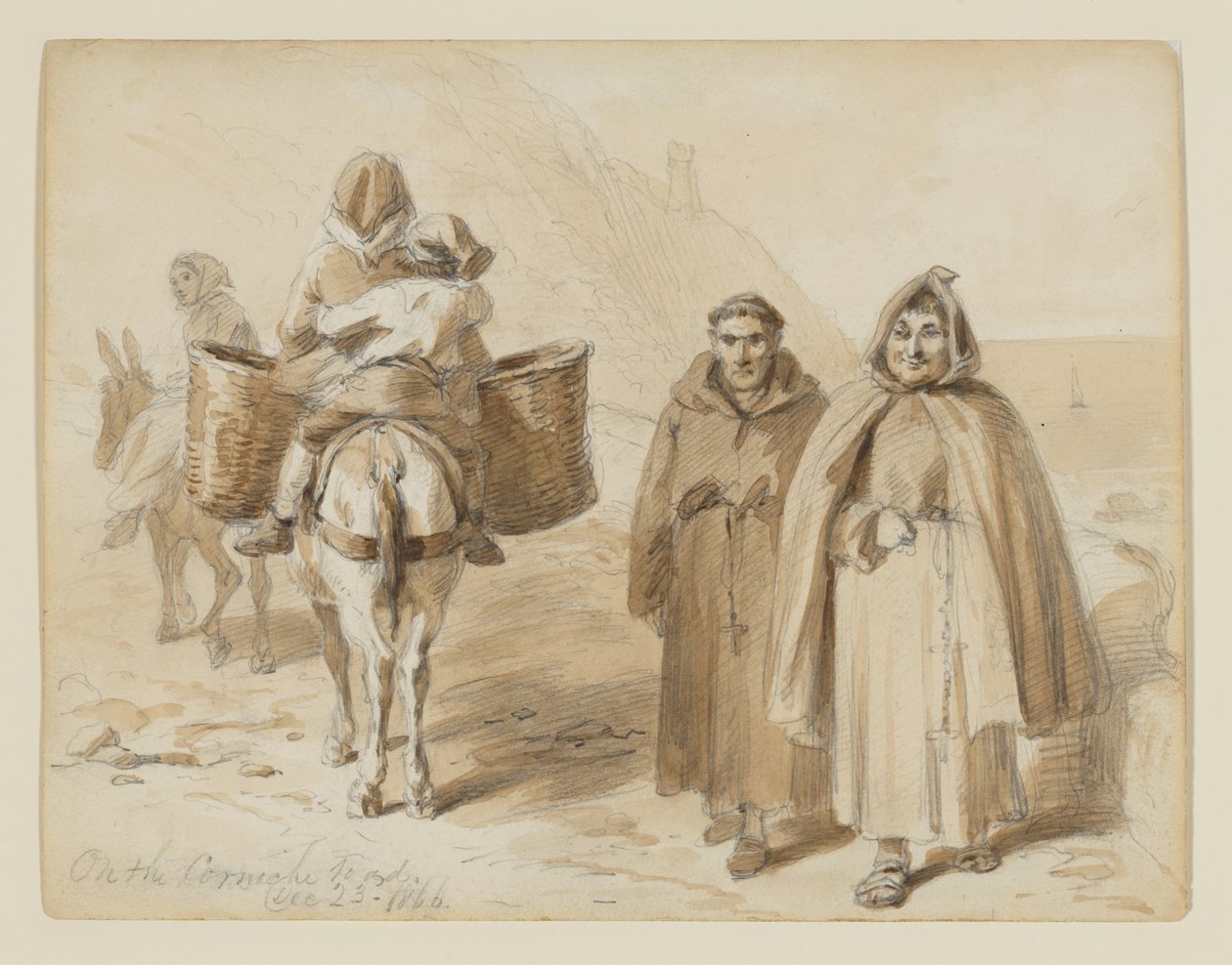„På Corniche-vejen“, en tidlig idé til „Skitser i udlandet med pen og blyant“ af Felix Octavius Carr Darley