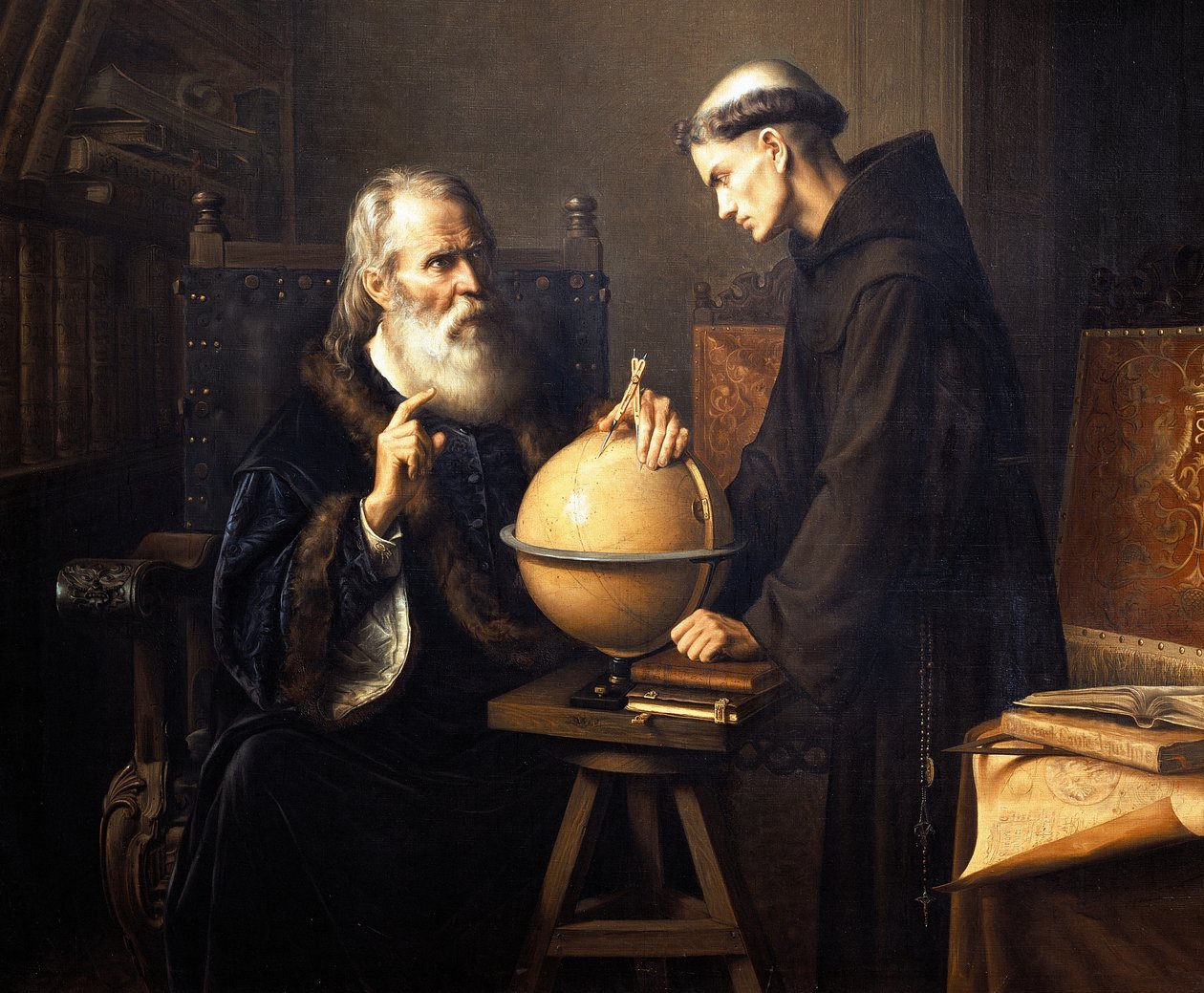 Portræt af Galileo Galilei (1564-1642), der forklarer sine teorier på universitetet i Padova af Félix Parra