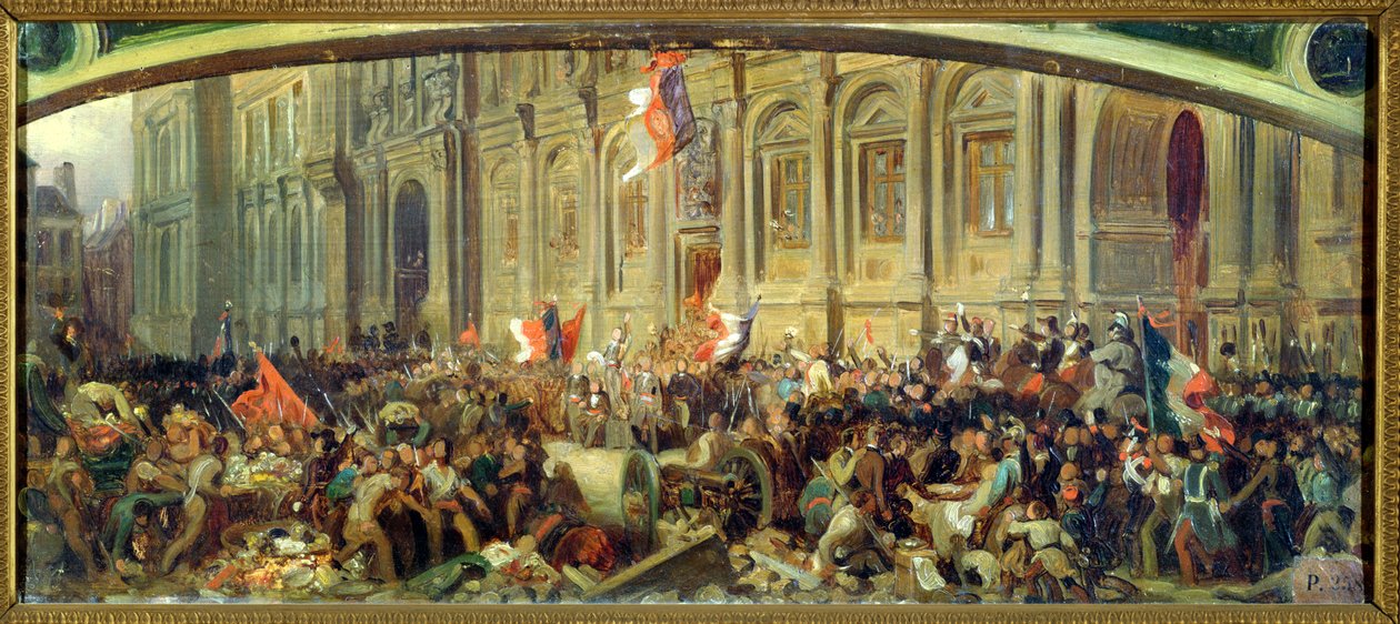 Alphonse de Lamartine (1790-1869) Afvisning af det røde flag på Hotel-de-Ville, Paris, 25. februar 1848 af Felix Philippoteaux