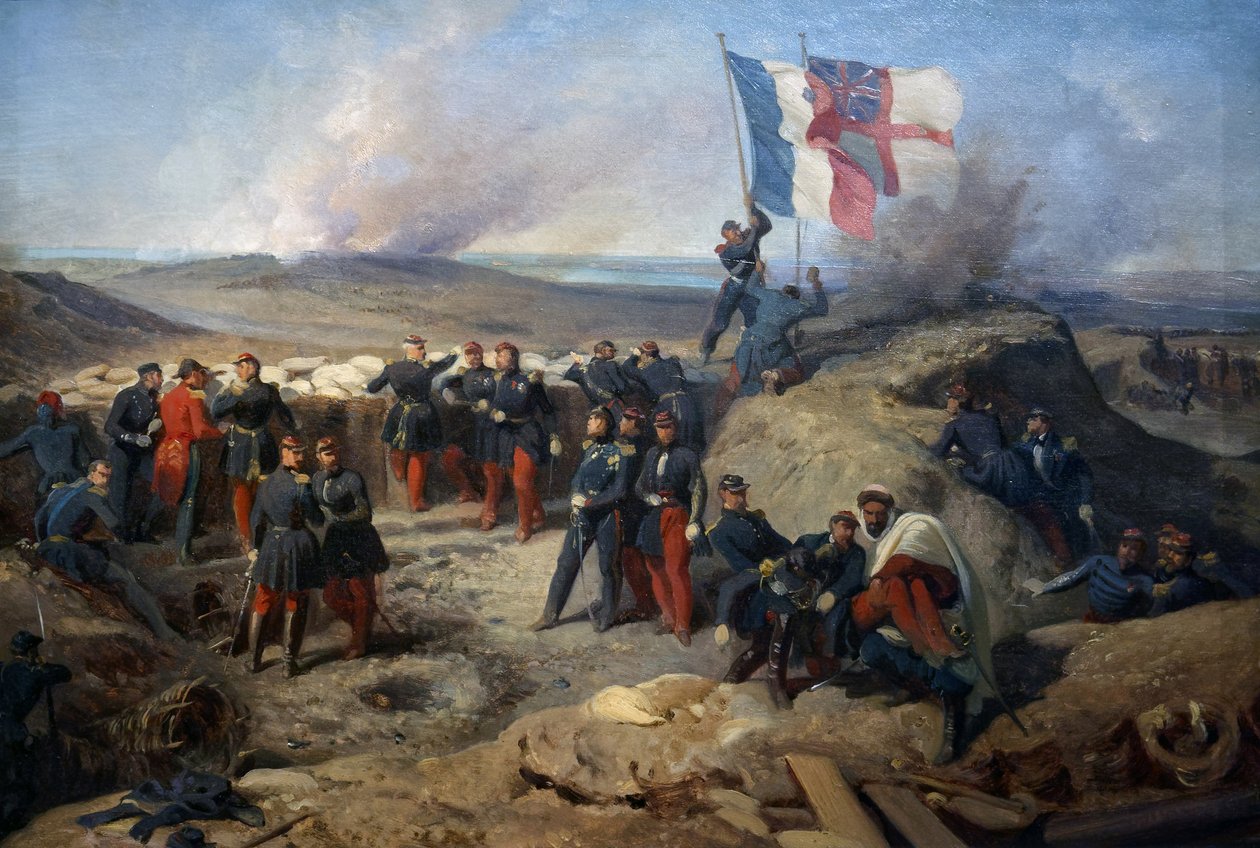 Marshal Aimable Pelissier og hans stab ved Sebastopol den 8. september 1855, ca. 1856-71 (olie på papir, maroufle på lærred) af Felix Philippoteaux