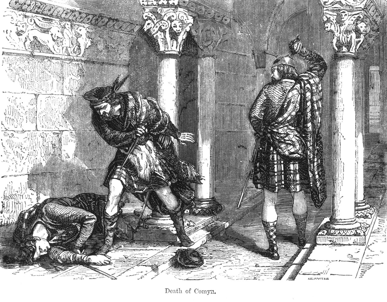 John Comyn, den yngres død (d.1306) af Felix Philippoteaux