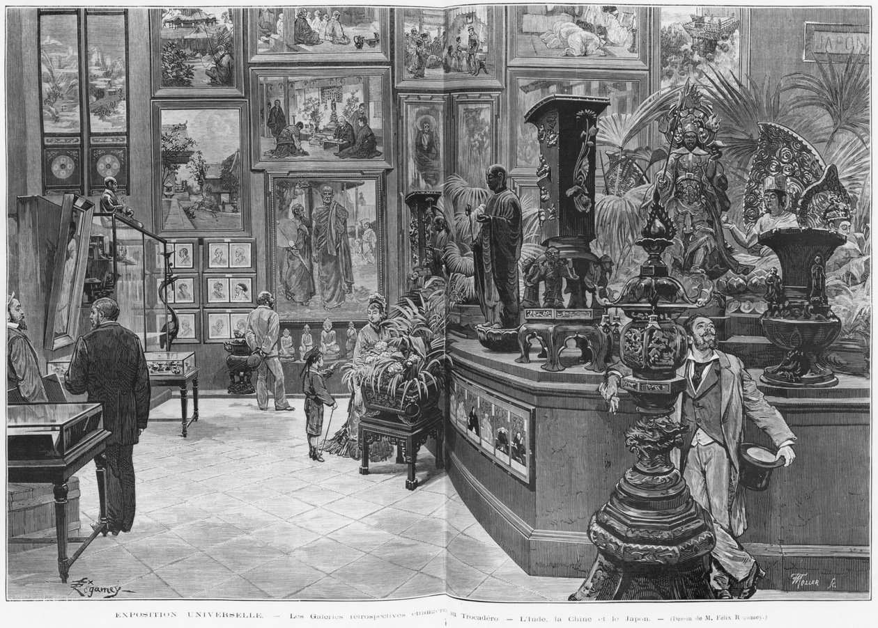De udenlandske retrospektive gallerier i Trocadero, Indien, Kina, Japan, på verdensudstillingen i 1878, Paris, fra 