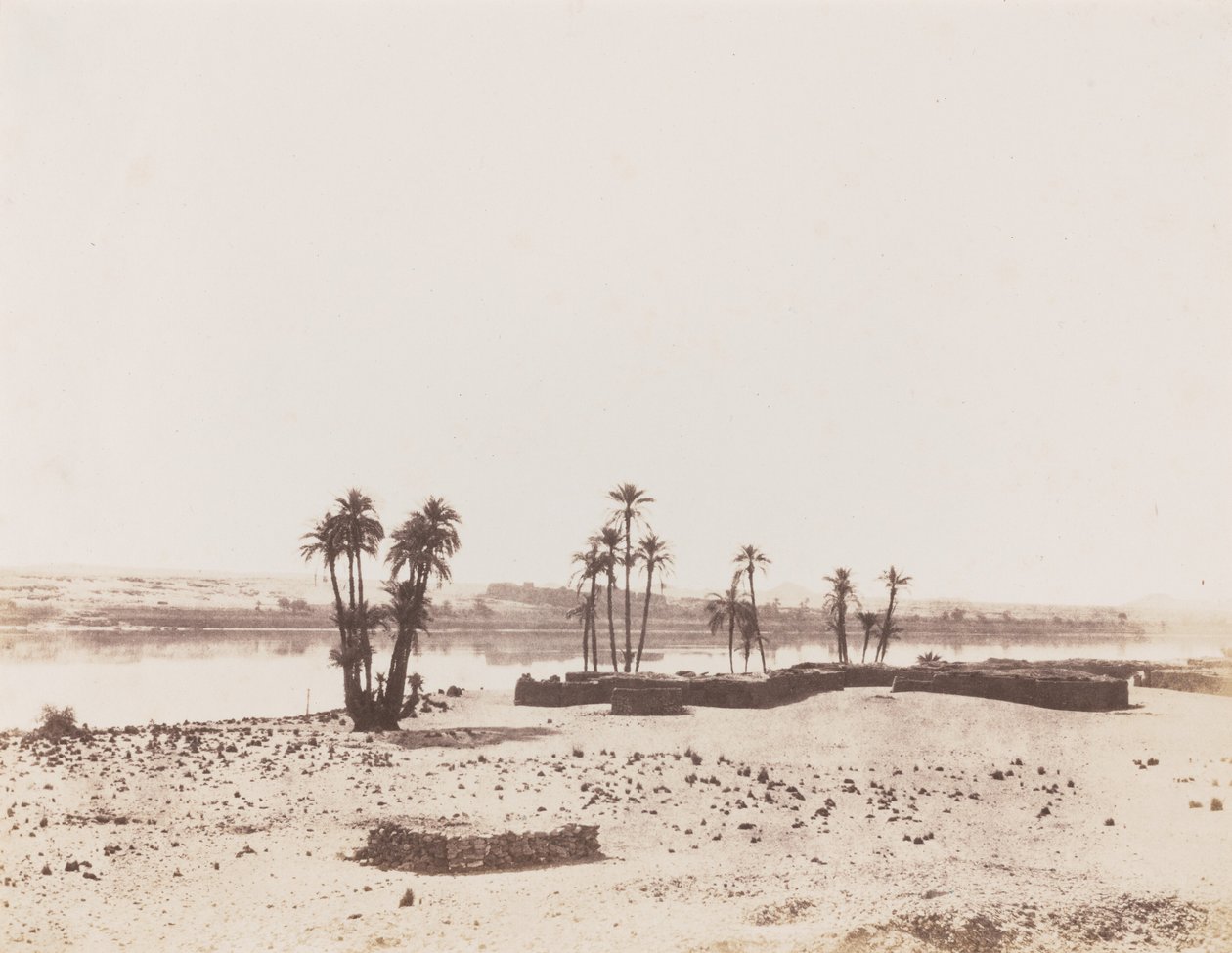 Dakkeh, Village et Rives du Nil (Landsby og Nilens bredder, Dakkeh),1851-1852 (foto) af Félix Teynard