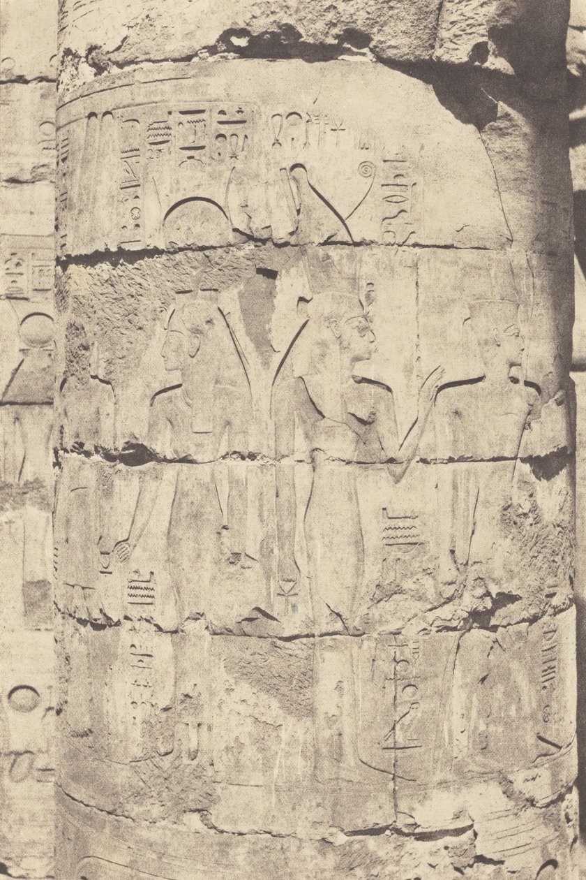 Karnak (Theben), Palads--Hypostyle Hall---Central Columnade--Decoration of a Fut,1853 (foto) af Félix Teynard