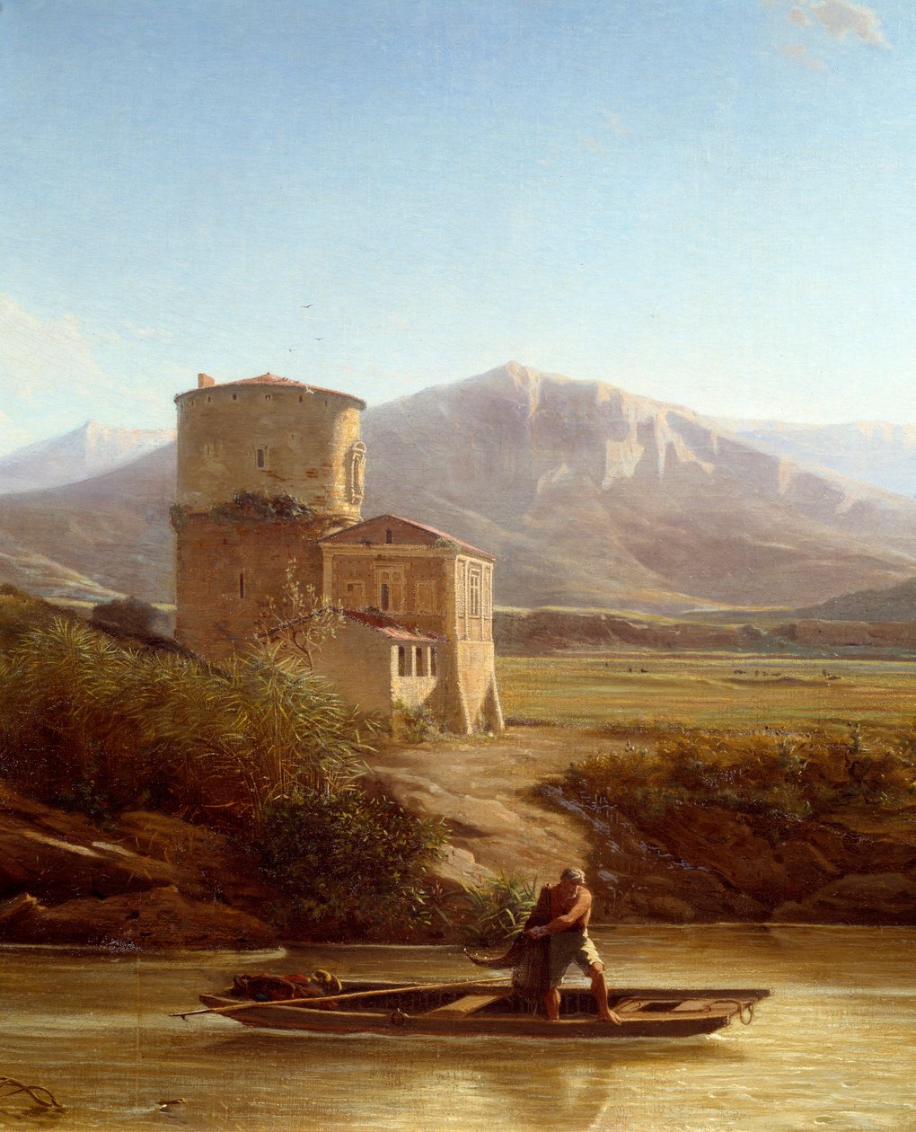 En fisker på bredden af Tiberen i Italien Detalje. Maleri af Felix Thomas (1815-1875) 1864 Nantes, Musee des Beaux Arts af Felix Thomas