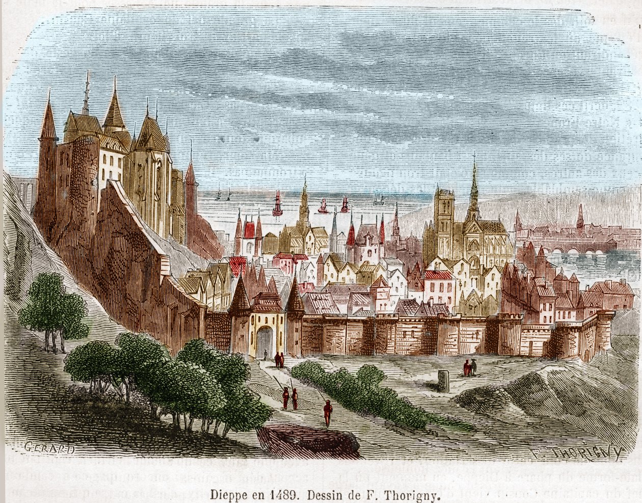 Byen Dieppe med dens slot (Seine Maritime) (76) i Normandiet i 1489. af Felix Thorigny