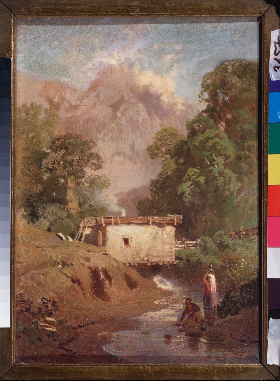 Paysage de Crimeae (Krimlandskab) - Peinture de Fyodor Vasilyev (Feodor Alexandrovich, Fyodor Alexandrovitch Vassiliev (1850-1873), huile sur toile af Feodor Alexandrovich Vassiliev