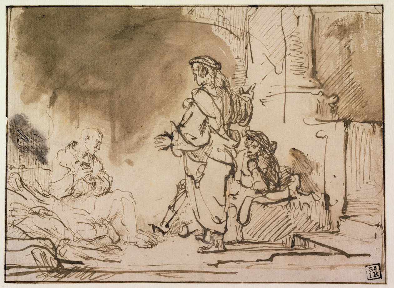 Joseph tolker drømme i fængsel (pen, brunt blæk og vask på papir) af Ferdinand Bol