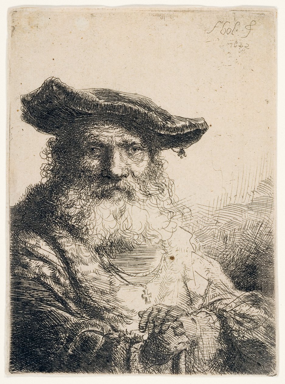 Gammel mand med flydende skæg, 1642 af Ferdinand Bol