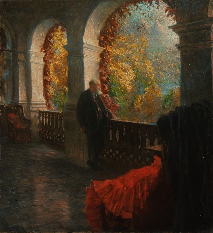 Kirurgen Theodor Billroth på sin terrasse i Sankt Gilgen Wolfgangsee af Ferdinand Dorsch