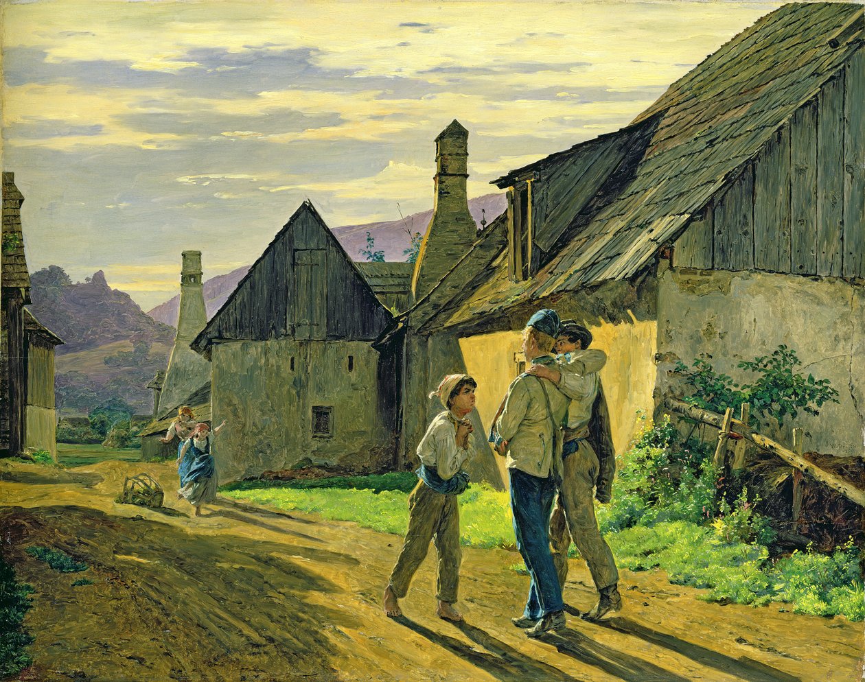Kommer hjem fra krigen, 1859 af Ferdinand Georg Waldmuller