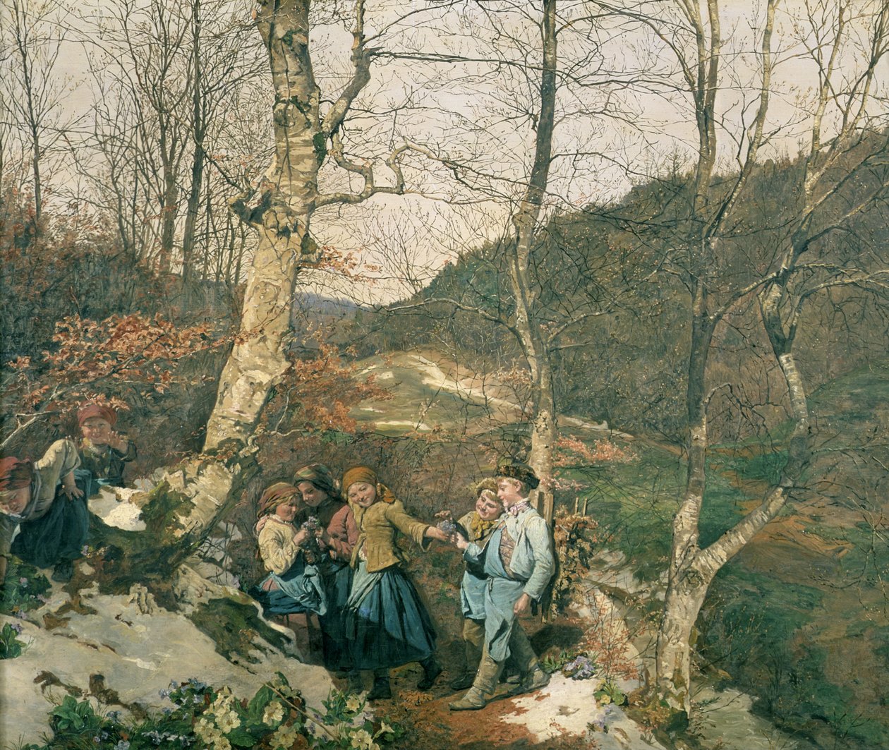 Tidligt forår i Wienerskoven (The Violet Pickers) af Ferdinand Georg Waldmuller