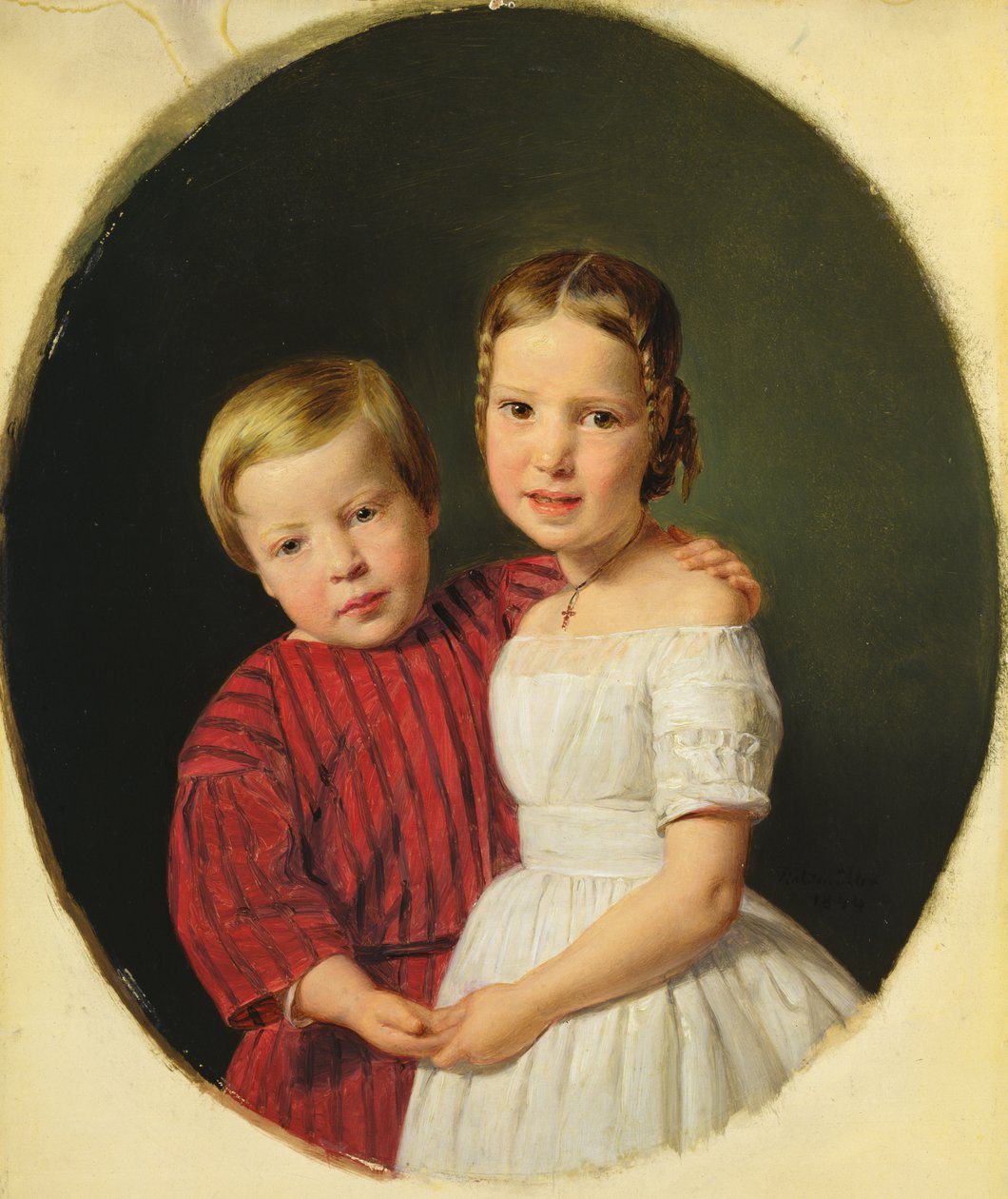 Portræt af to børn, 1844 af Ferdinand Georg Waldmuller