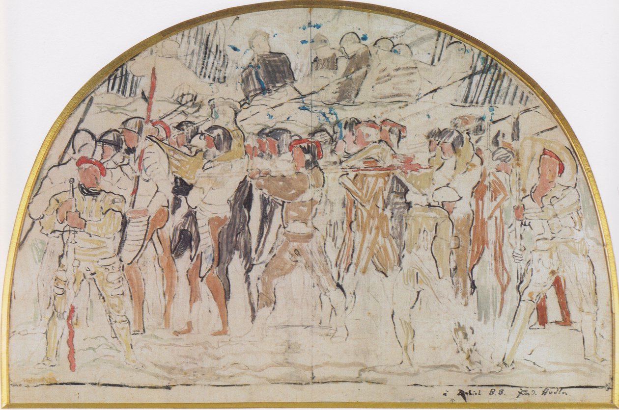 Sammensætningsstudie til tilbagetog fra Marignano af Ferdinand Hodler