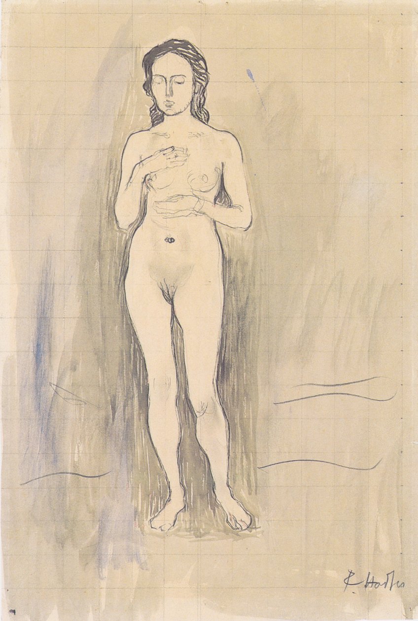 Kvindelig nøgenstudie til sandhed? N af Ferdinand Hodler
