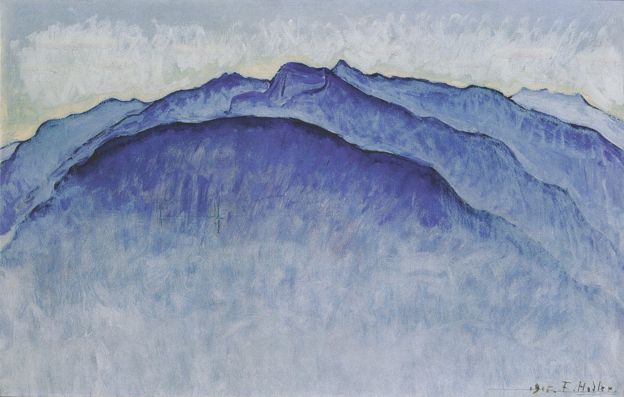 Bjergtinder om morgenen af Ferdinand Hodler