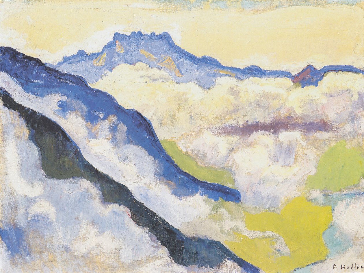 Die Dents du Midi von Caux aus af Ferdinand Hodler