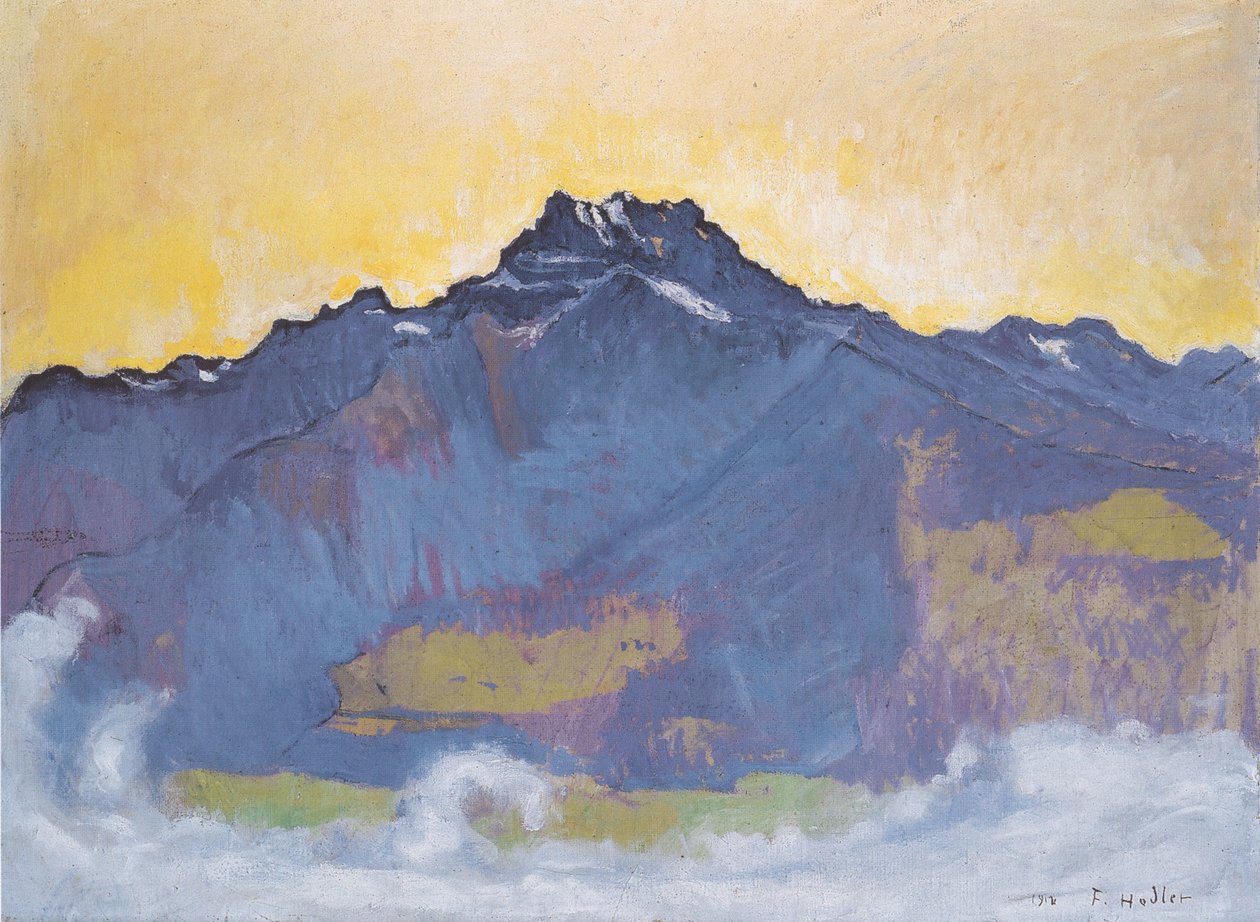 Die Dents du Midi von Chesières aus af Ferdinand Hodler