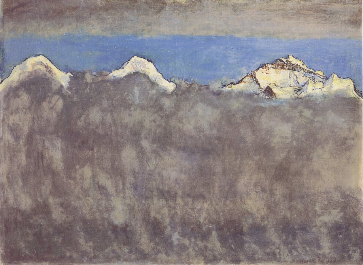Eiger, Mönch og Jungfrau over tågehavet af Ferdinand Hodler