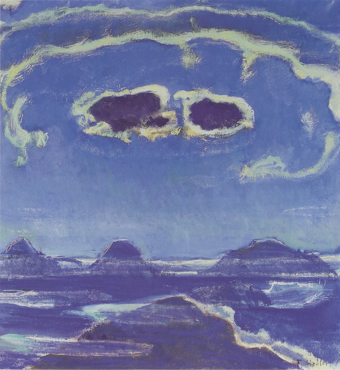 Eiger, Mönch og Jungfrau i måneskin af Ferdinand Hodler