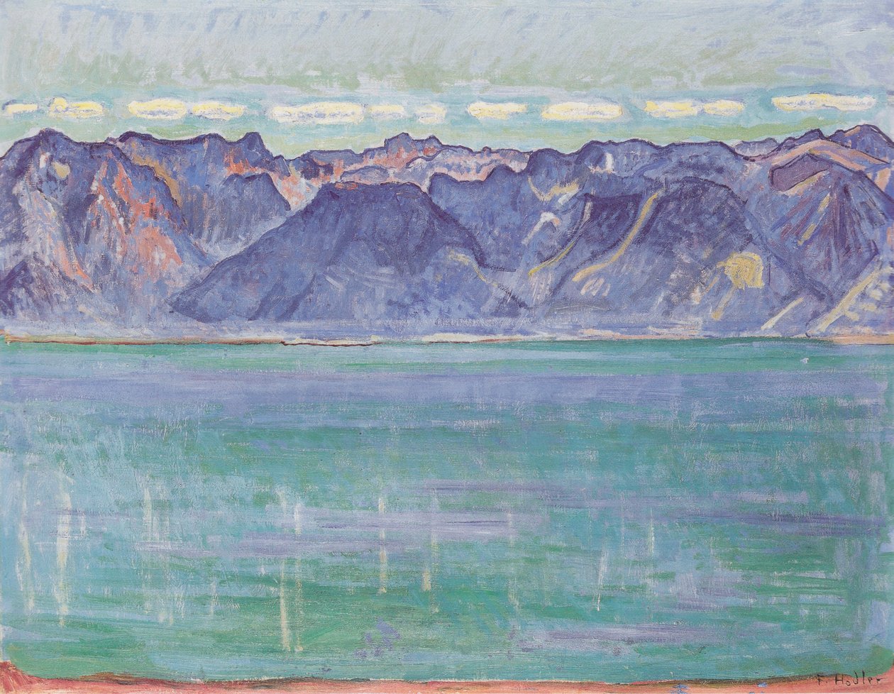 Genfersøen med udsigt over Savoyebjergene af Ferdinand Hodler