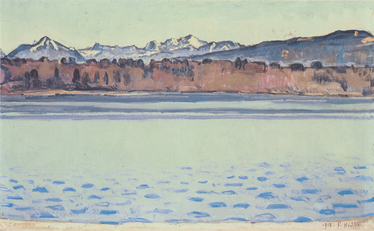 Genfersøen med Mont-Blanc om eftermiddagen af Ferdinand Hodler