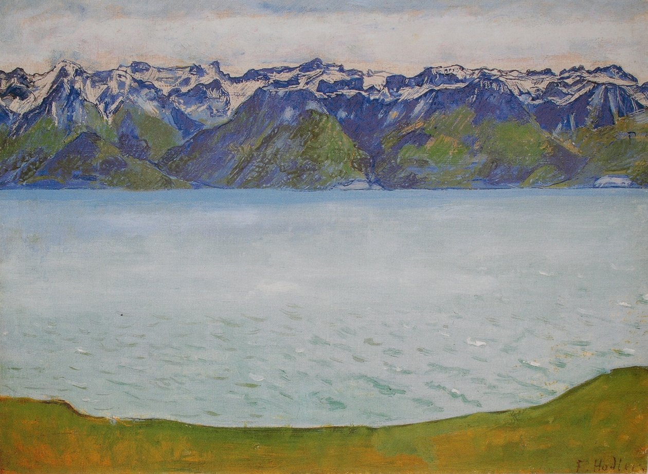 Genfersøen med Savoyebjerge af Ferdinand Hodler