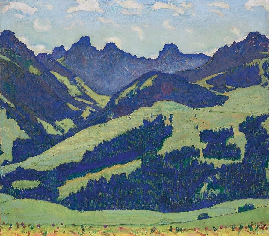 Landskab i nærheden af Château dOex af Ferdinand Hodler