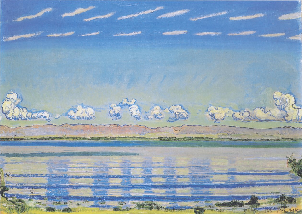 Rytmisk landskab ved Genevesøen af Ferdinand Hodler