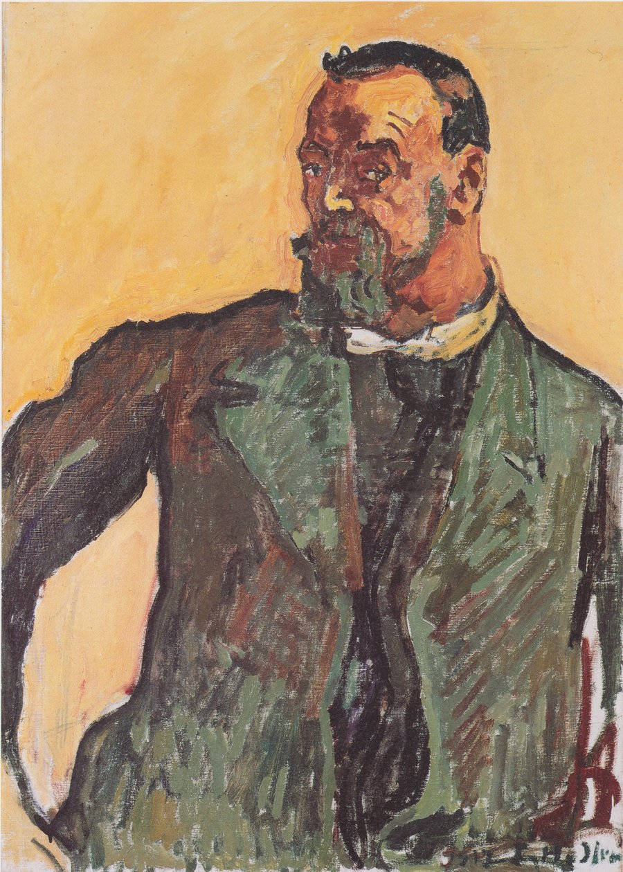 Selvportræt med en grøn smock af Ferdinand Hodler