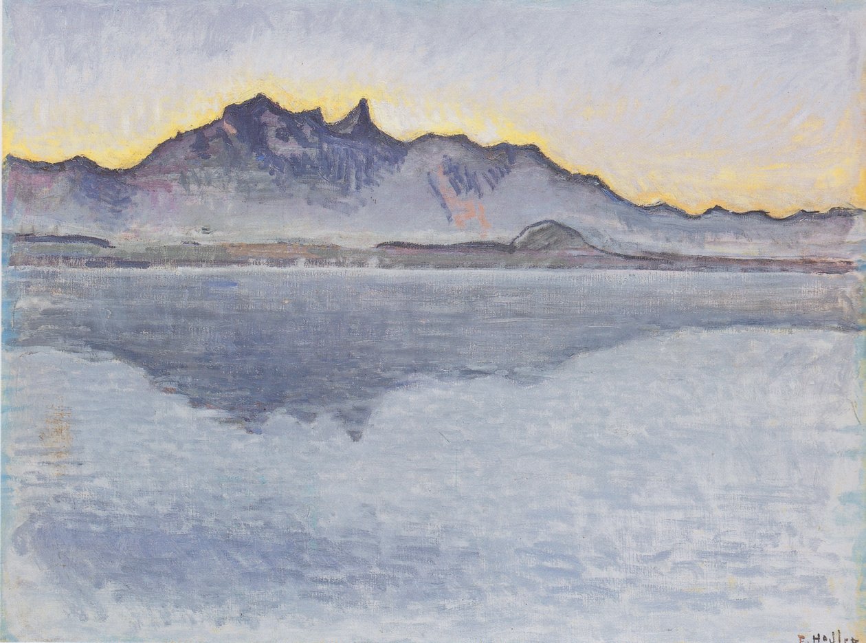 Thun -søen med Stockhorn -kæden om aftenen af Ferdinand Hodler