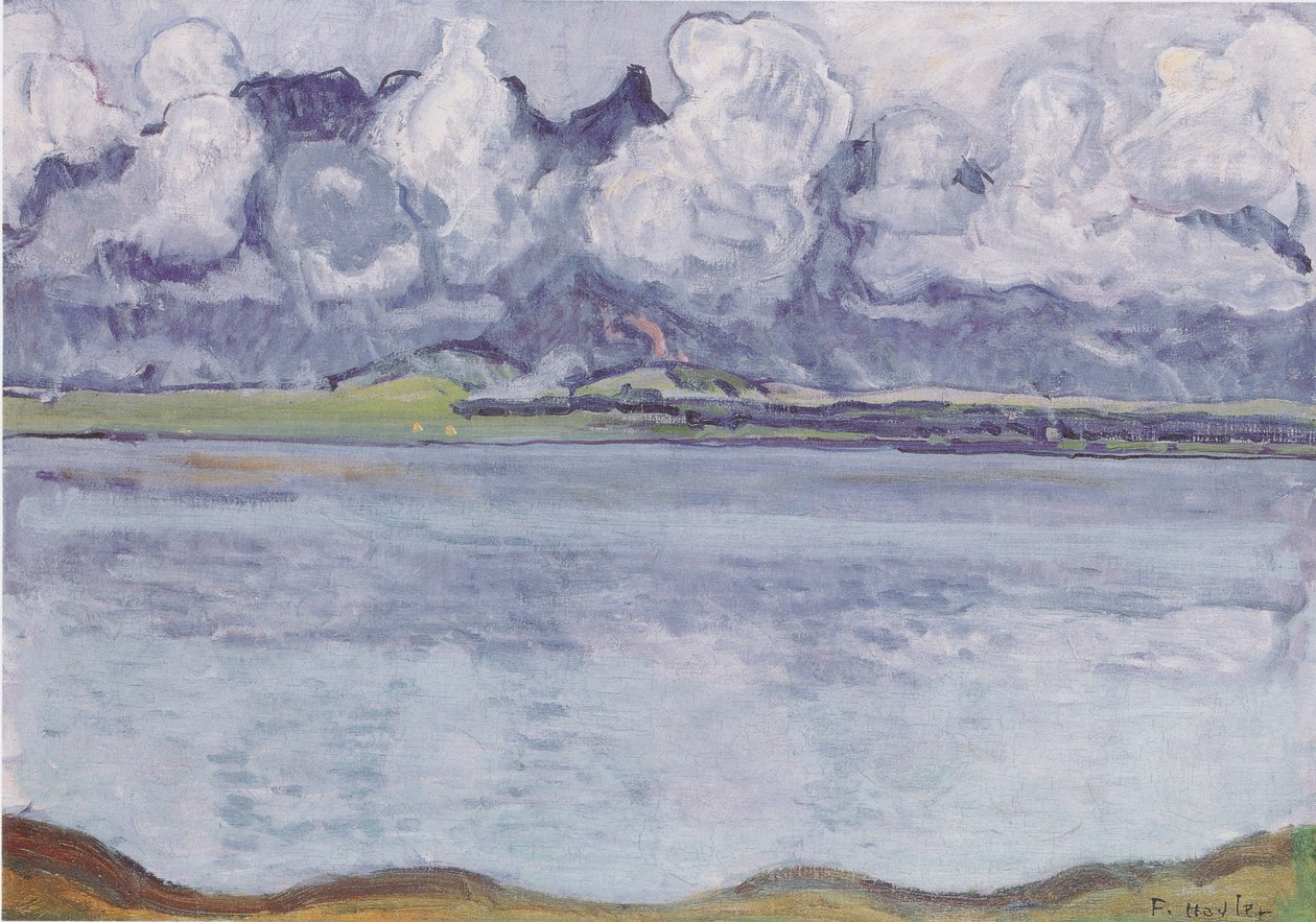 Thun -søen med Stockhorn -kæden i skyer af Ferdinand Hodler