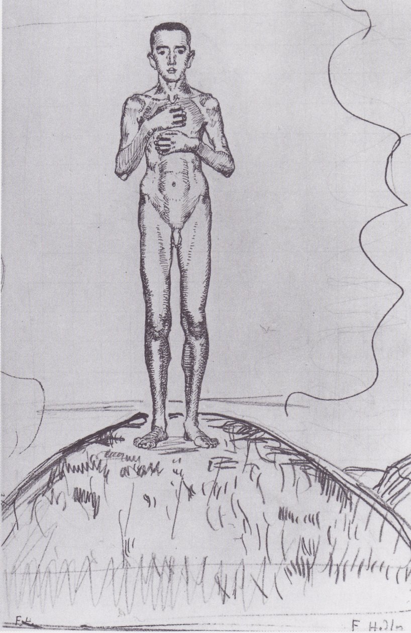 Ung mand stående på en bakke af Ferdinand Hodler