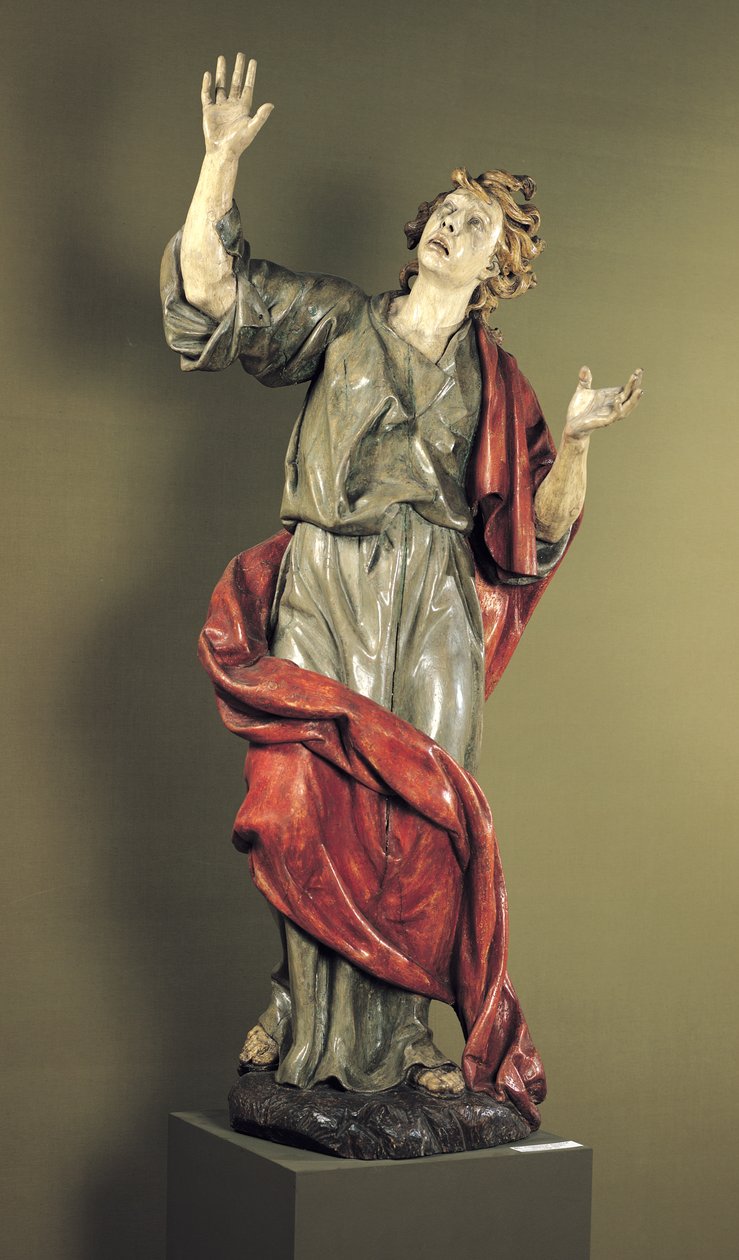 Johannes på Golgata (polykromt træ) af Ferdinand Maximilian Brokof