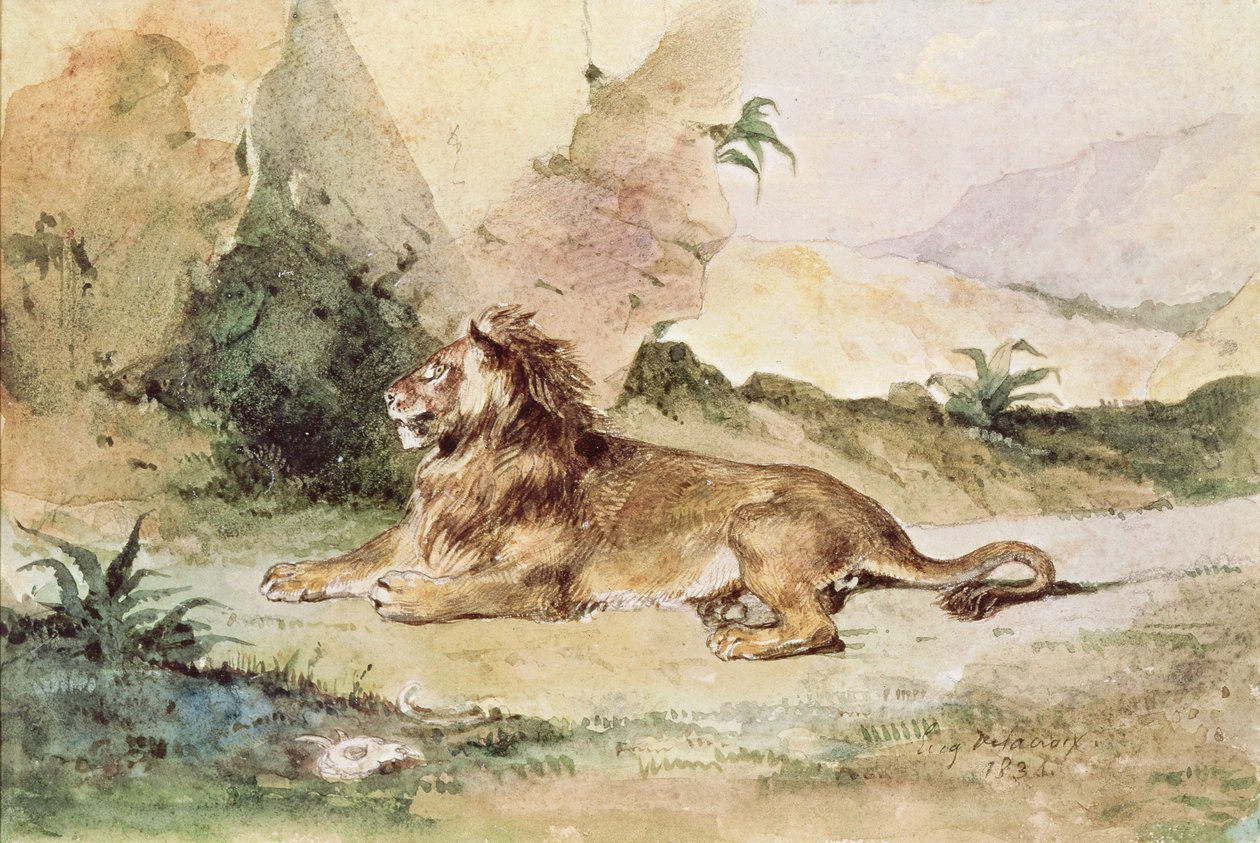 En løve i ørkenen, 1834 af Ferdinand Victor Eugene Delacroix