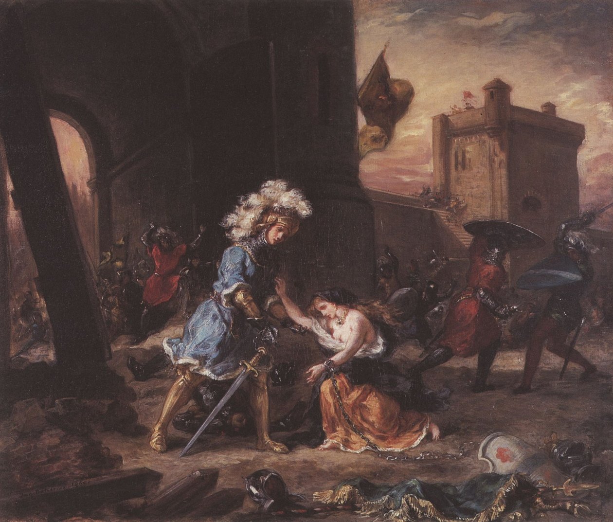 Amadis leverer prinsesse Olga fra Galpans Slot af Ferdinand Victor Eugene Delacroix