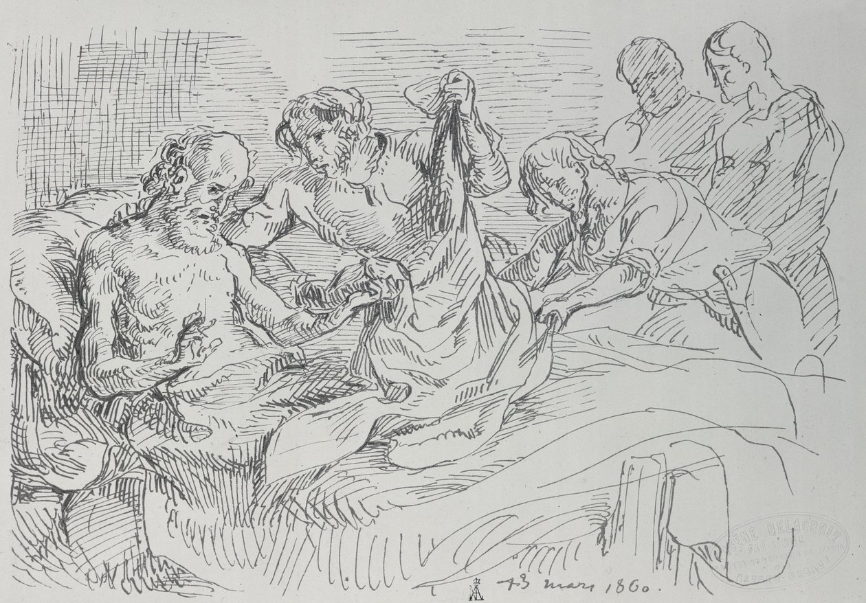 En ældre mand i sengen, 1860 af Ferdinand Victor Eugene Delacroix