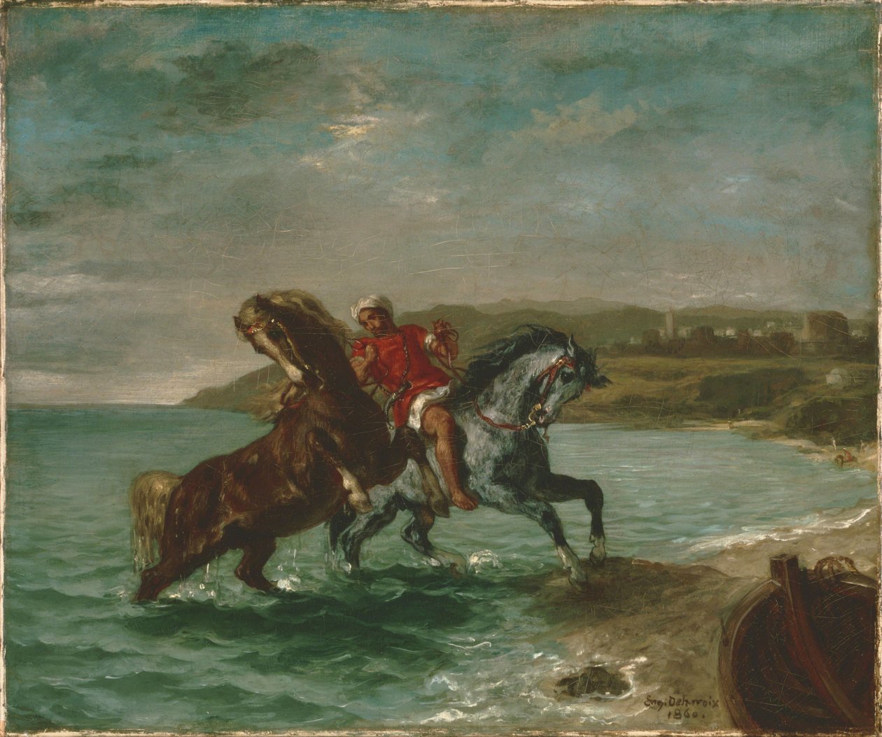 Heste kommer ud af havet af Ferdinand Victor Eugene Delacroix