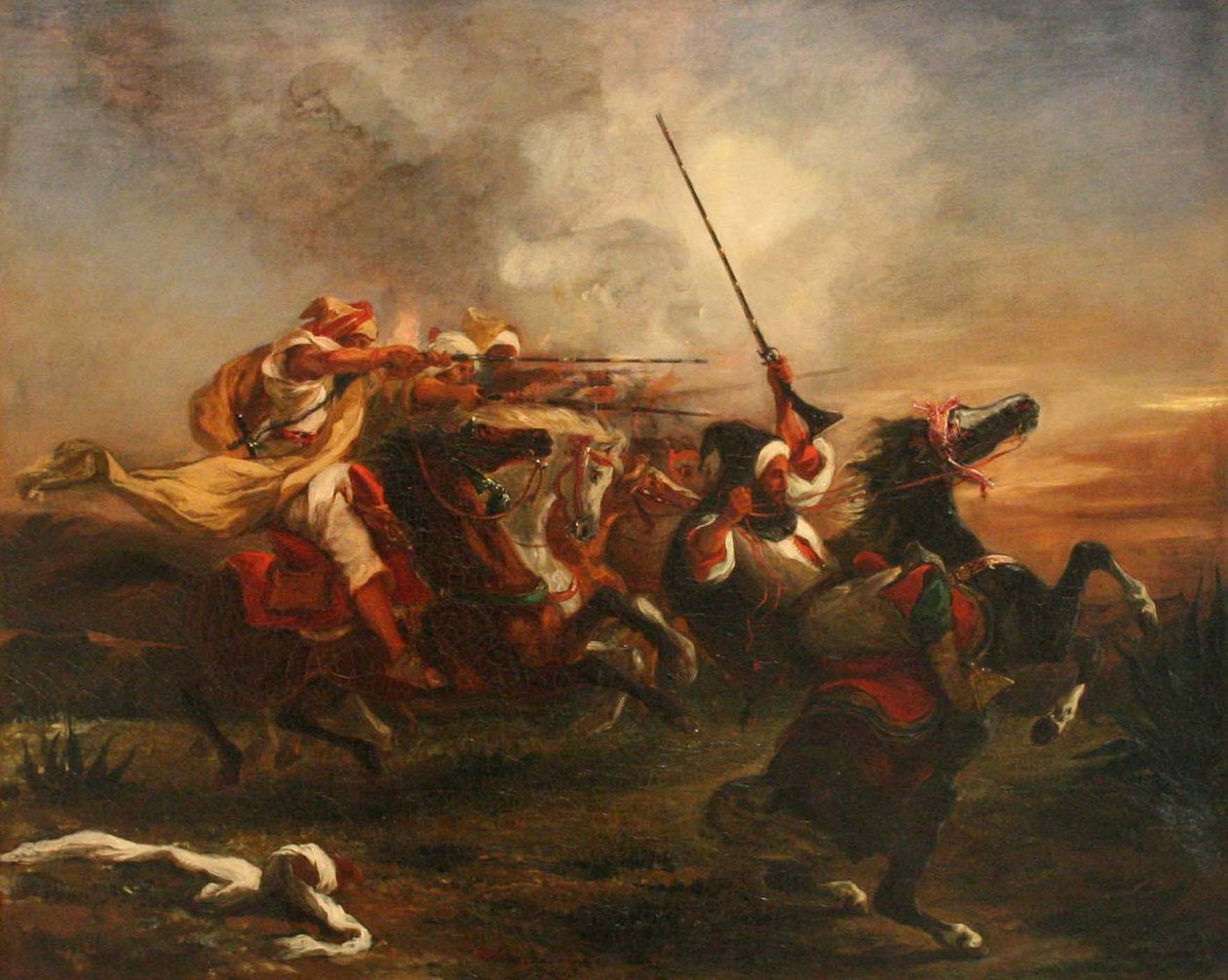 Marokkanske militære øvelser af Ferdinand Victor Eugene Delacroix